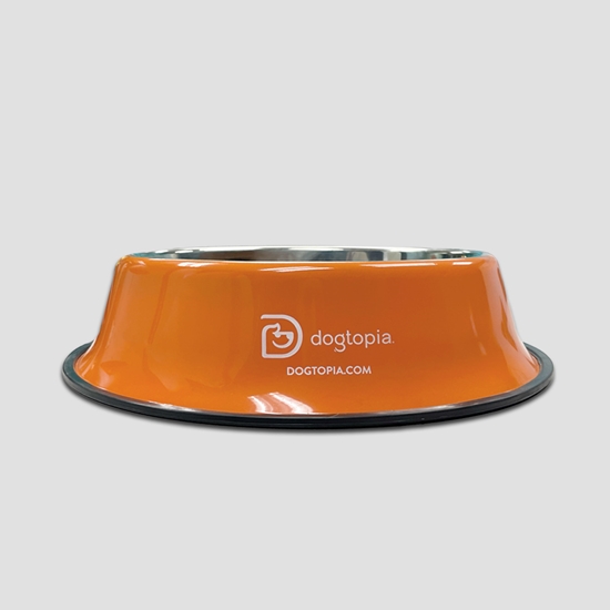 Dog Bowl Stainless Steel Orange Large Retro nonskid 13" x 11 1/8" x 3 3/8" - DOGBWSSDTORLG