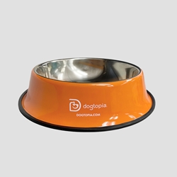 Dog Bowl Stainless Steel Orange Large Retro nonskid 13" x 11 1/8" x 3 3/8" Dog, Bowl, dog bowl