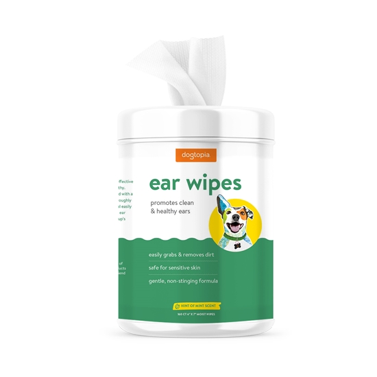 Ear Wipes for Dogs - Gentle, Removes Dirt, Mint Scent 160ct 6"x7" Wipes - SPAWP01EC160