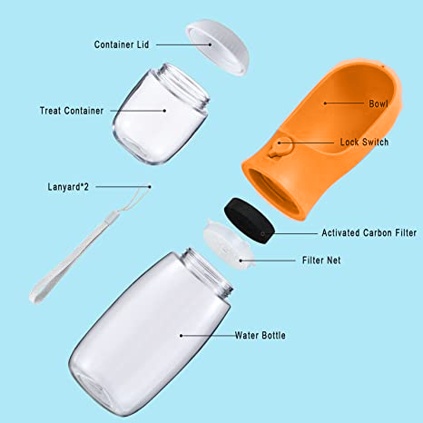 Water and Treat Travel Bottle with Filter - DOGWB01TROR